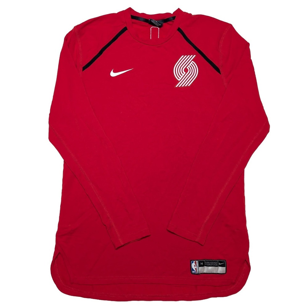 NIKE Portland‎ Trail Blazers NBA Long Sleeve Shirt Rayon Red Medium M